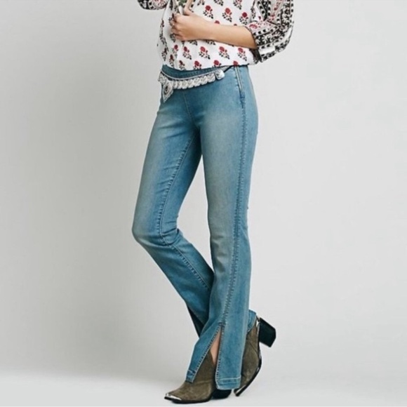 Free People Denim - Free People Flare Split Hem Jeans Size 27 Medium Wash